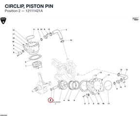 CIRCLIP, PISTON PIN 12111421A diagram position