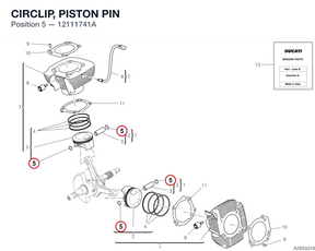 CIRCLIP, PISTON PIN 12111741A diagram position