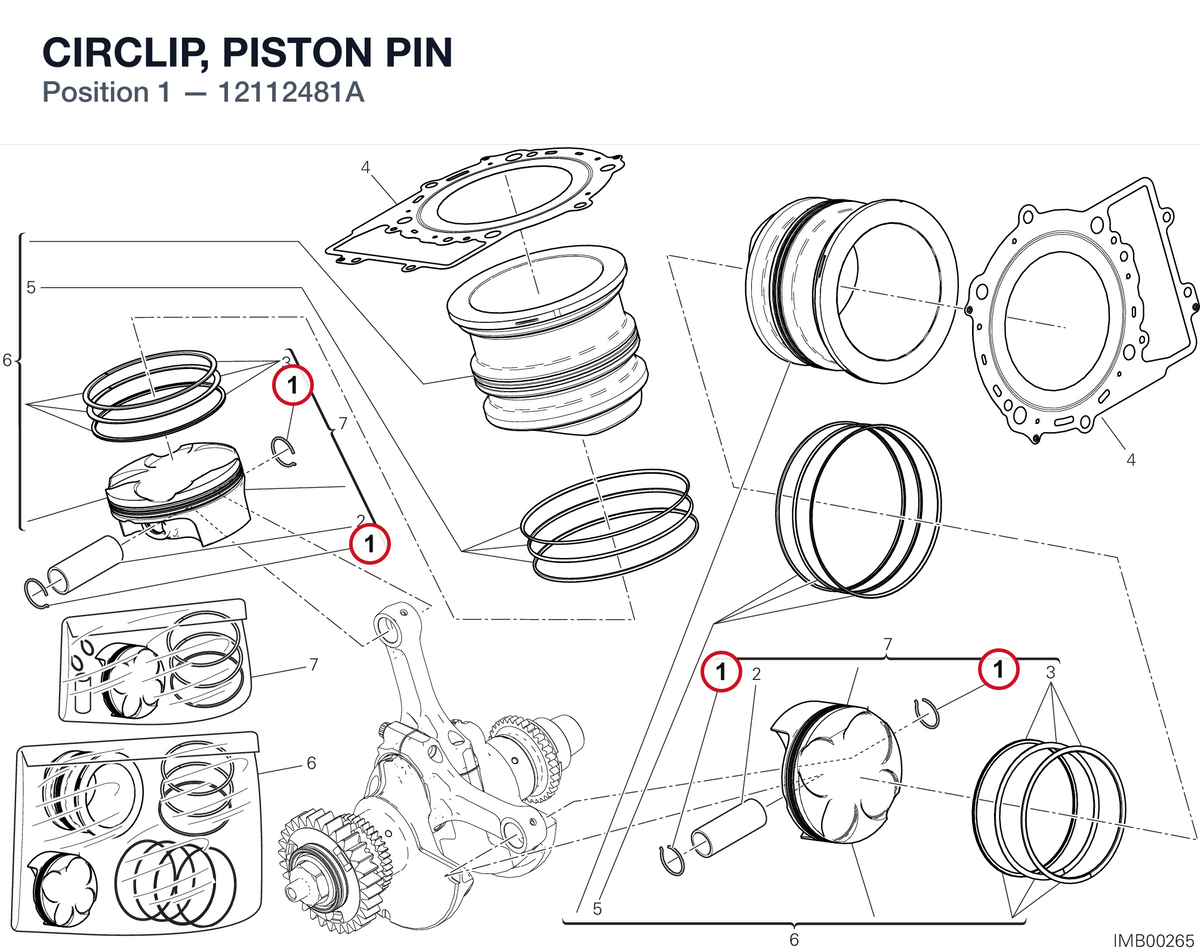 CIRCLIP, PISTON PIN 12112481A diagram position