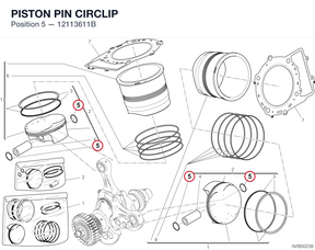 PISTON PIN CIRCLIP 12113611B diagram position