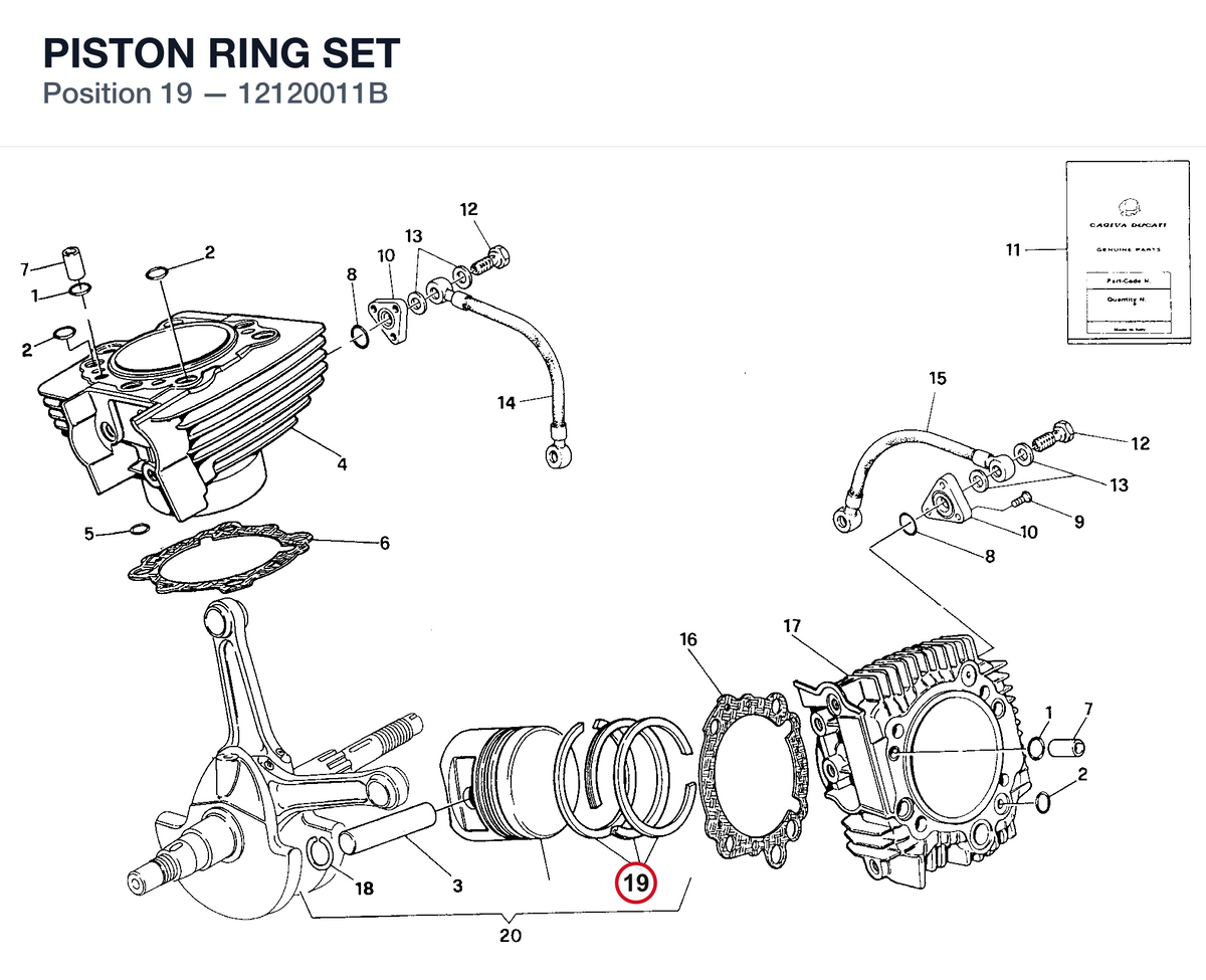 PISTON RING SET 12120011B diagram position