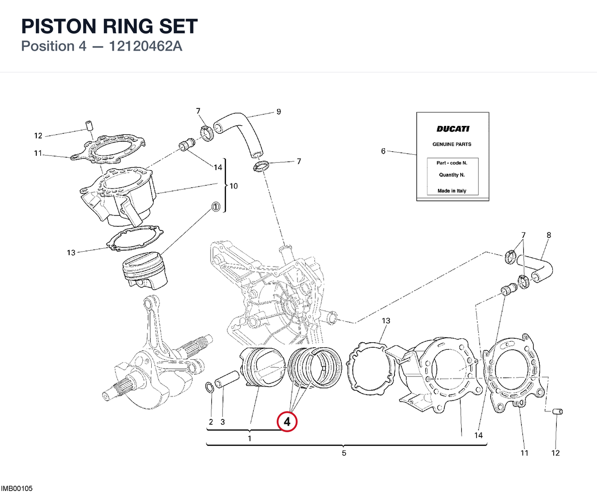 PISTON RING SET 12120462A diagram position