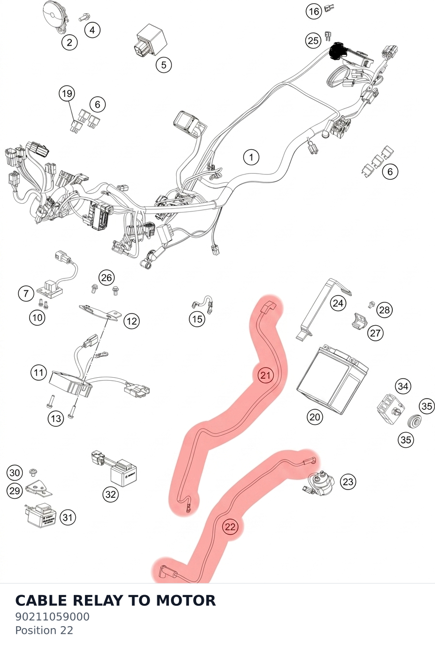 Diagram preview: CABLE RELAY TO MOTOR (90211059000)
