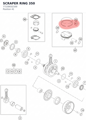 Diagram preview: SCRAPER RING 350 (77230032100)