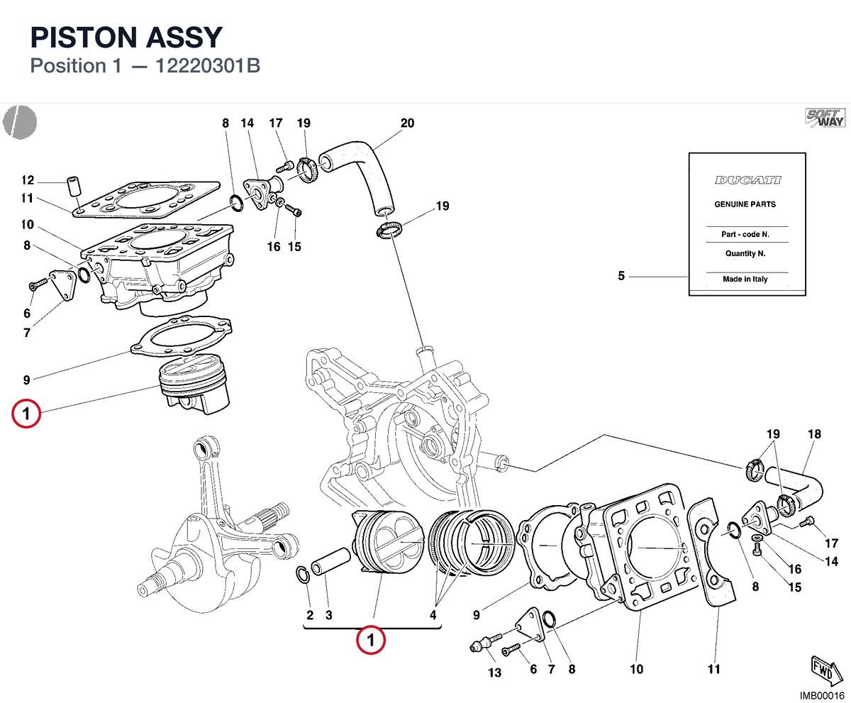 PISTON ASSY 12220301B diagram position
