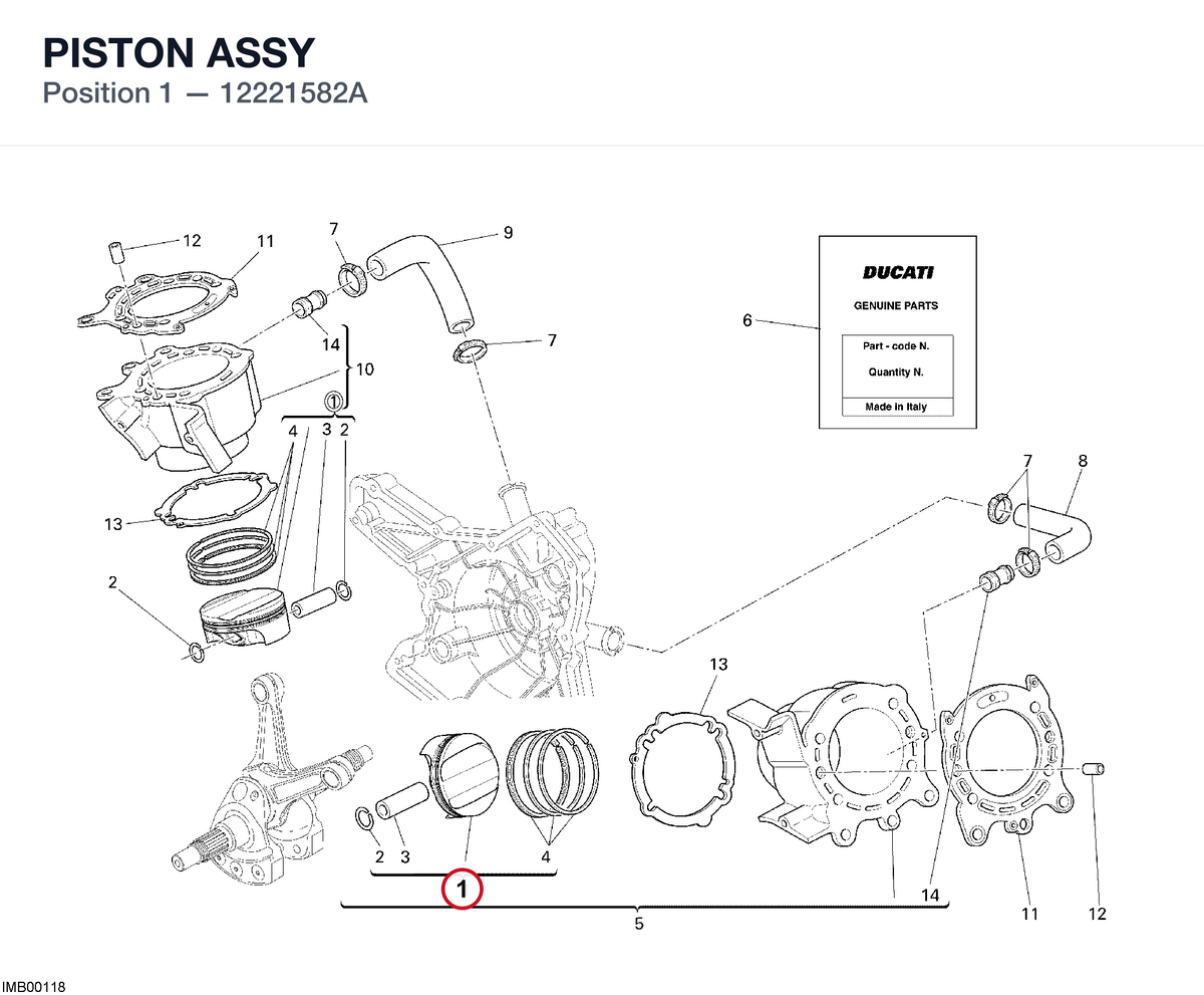 PISTON ASSY 12221582A diagram position