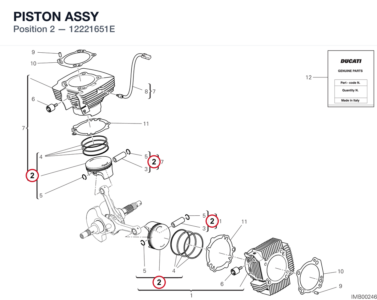 PISTON ASSY 12221651E diagram position