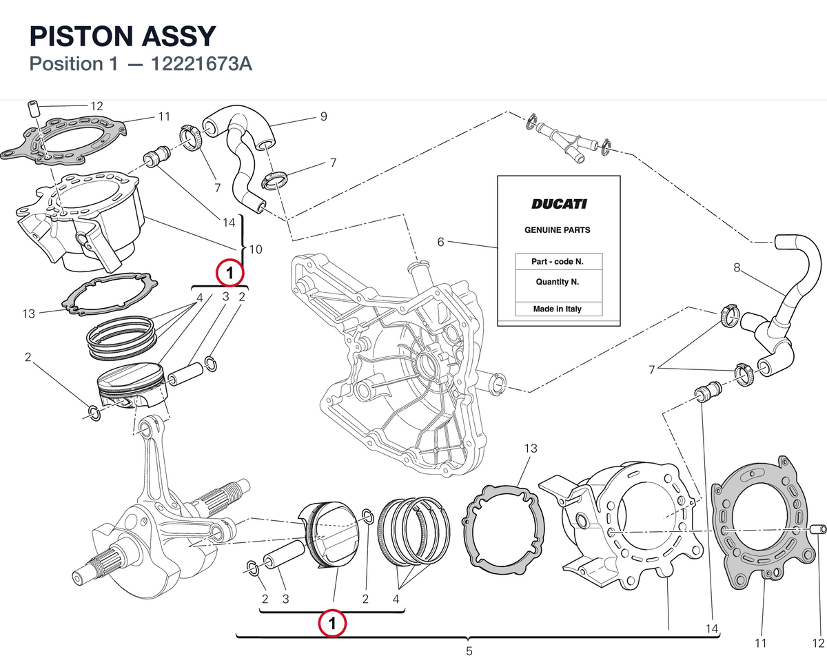 PISTON ASSY 12221673A diagram position