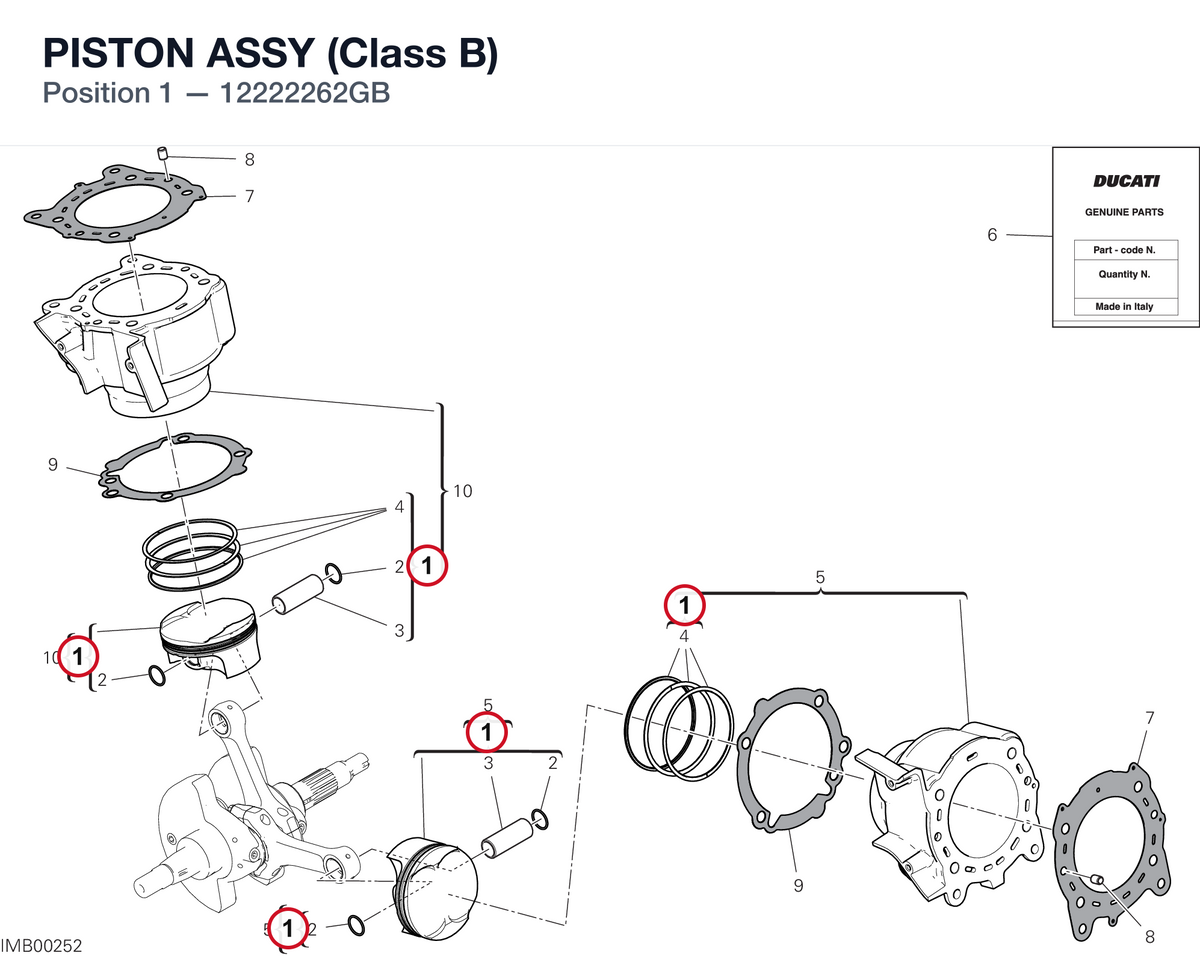 PISTON ASSY (Class B) 12222262GB diagram position