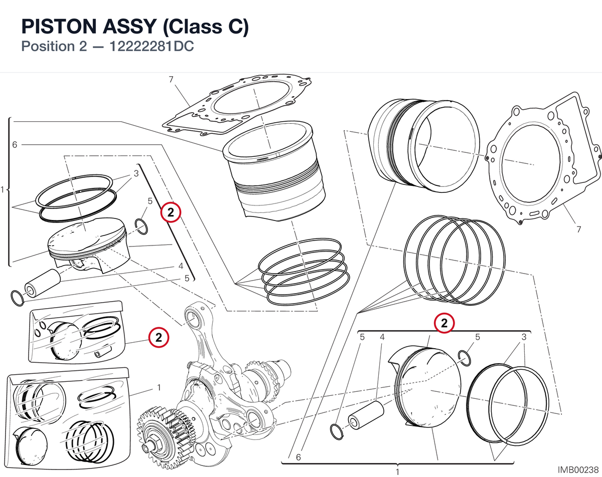 PISTON ASSY (Class C) 12222281DC diagram position