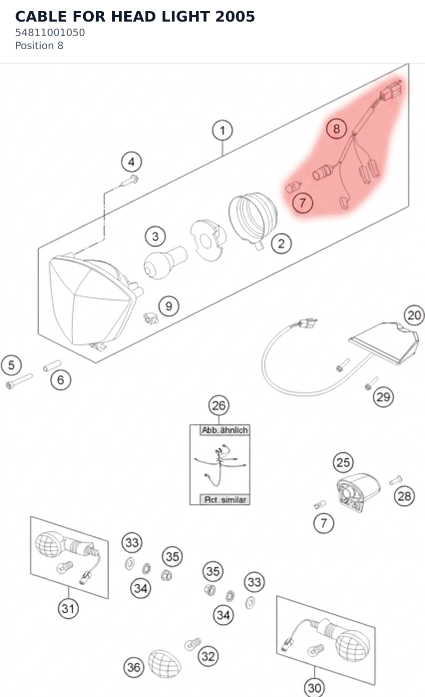 Diagram preview: CABLE FOR HEAD LIGHT      2005 (54811001050)