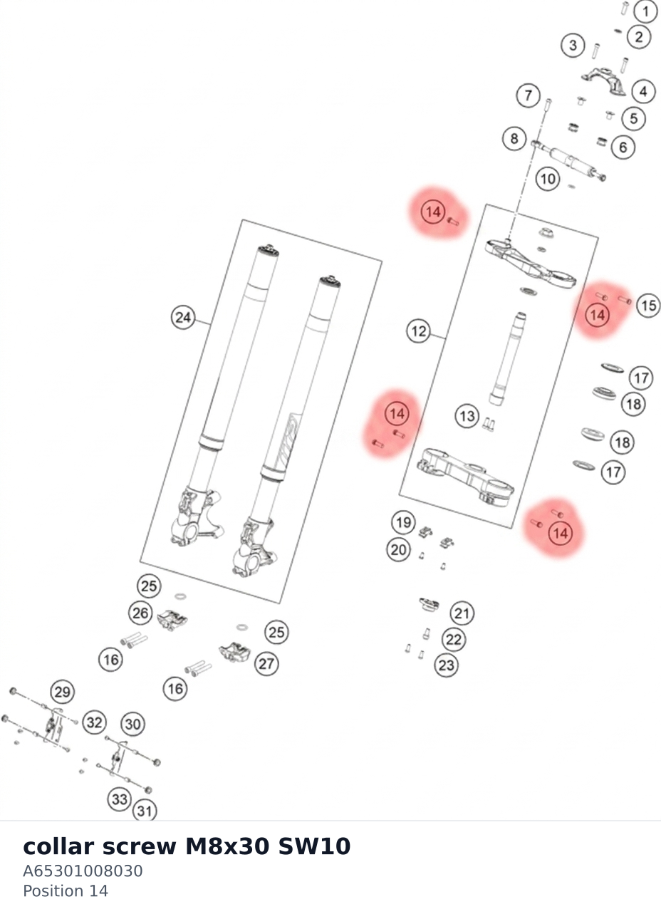 Diagram preview: collar screw M8x30 SW10 (A65301008030)