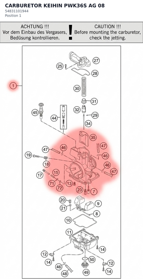 Diagram preview: CARBURETOR KEIHIN PWK36S AG 08 (54831101944)