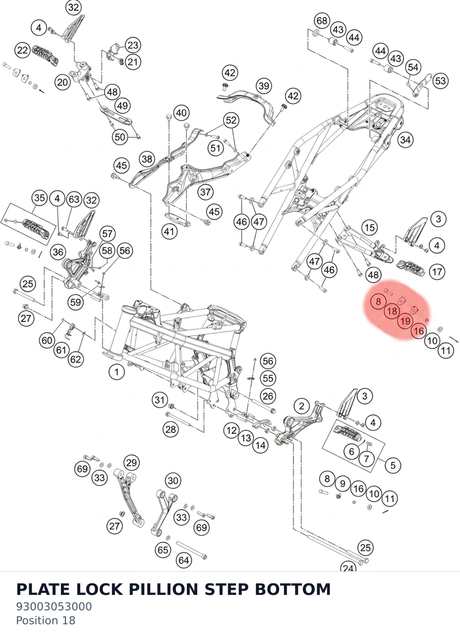 Diagram preview: PLATE LOCK PILLION STEP BOTTOM (93003053000)