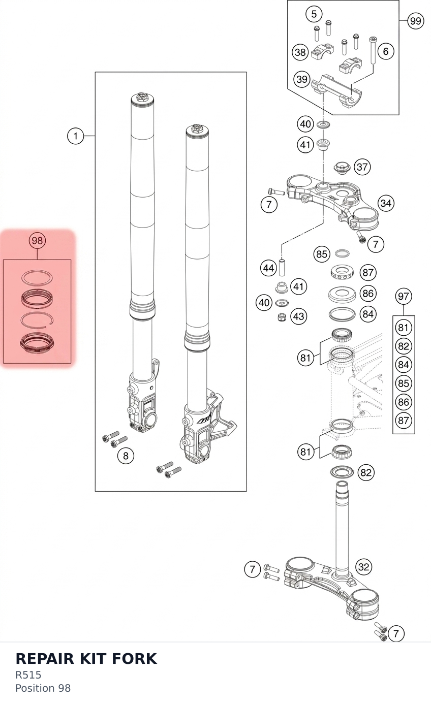 Diagram preview: REPAIR KIT FORK (R515)