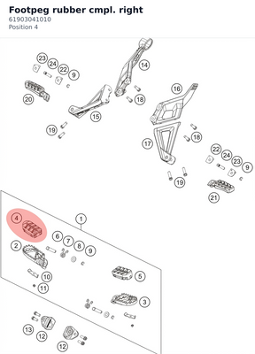 Diagram preview: Footpeg rubber cmpl. right (61903041010)