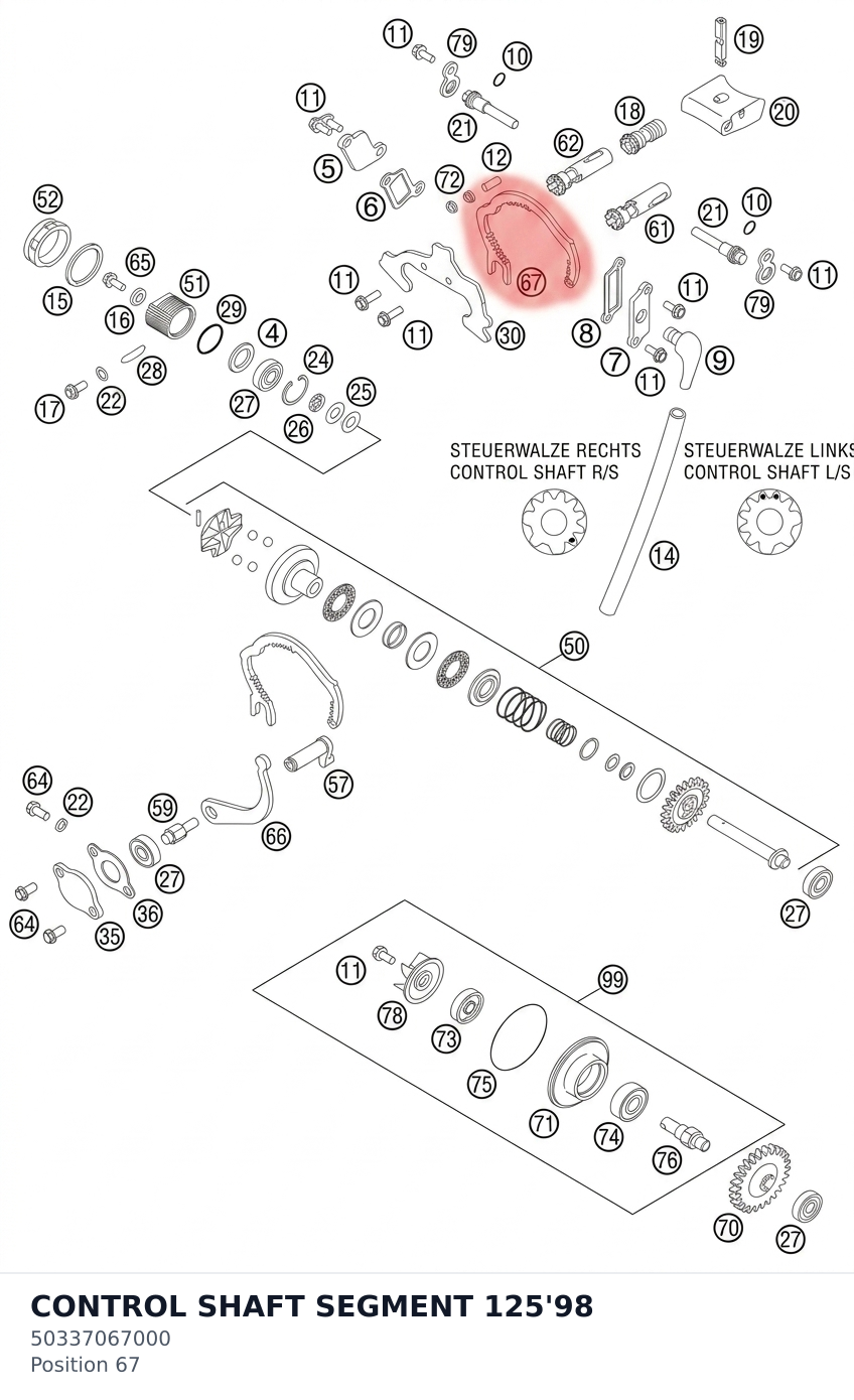Diagram preview: CONTROL SHAFT SEGMENT 125'98 (50337067000)