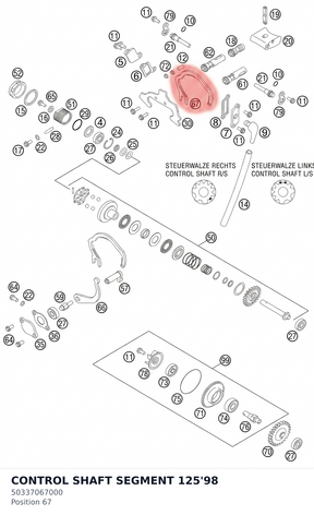 Diagram preview: CONTROL SHAFT SEGMENT 125'98 (50337067000)