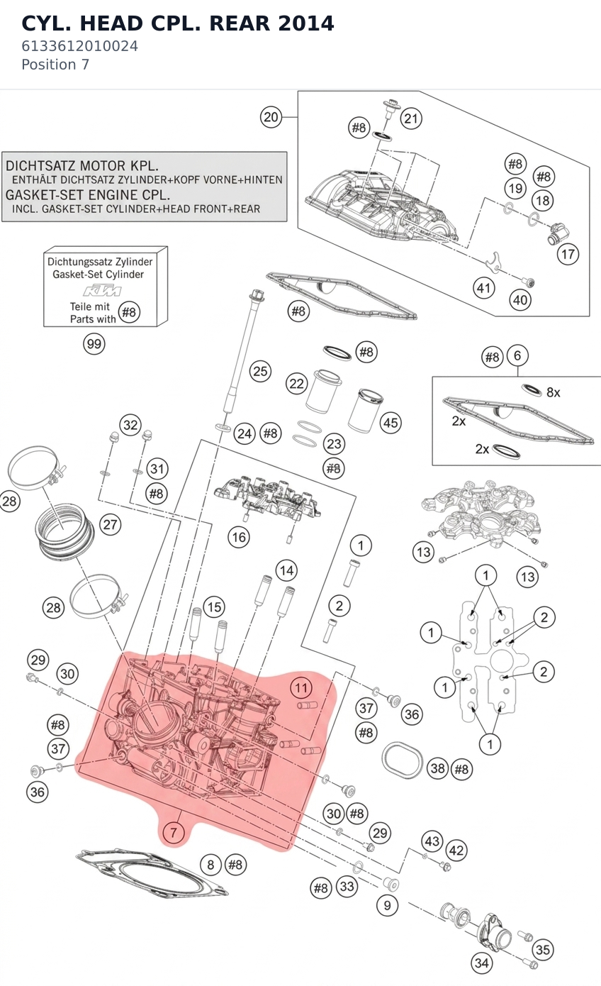 Diagram preview: CYL. HEAD CPL. REAR       2014 (6133612010024)