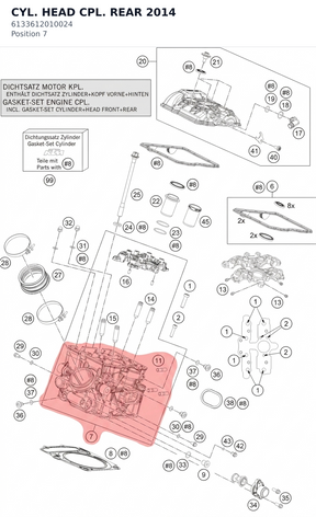 Diagram preview: CYL. HEAD CPL. REAR       2014 (6133612010024)