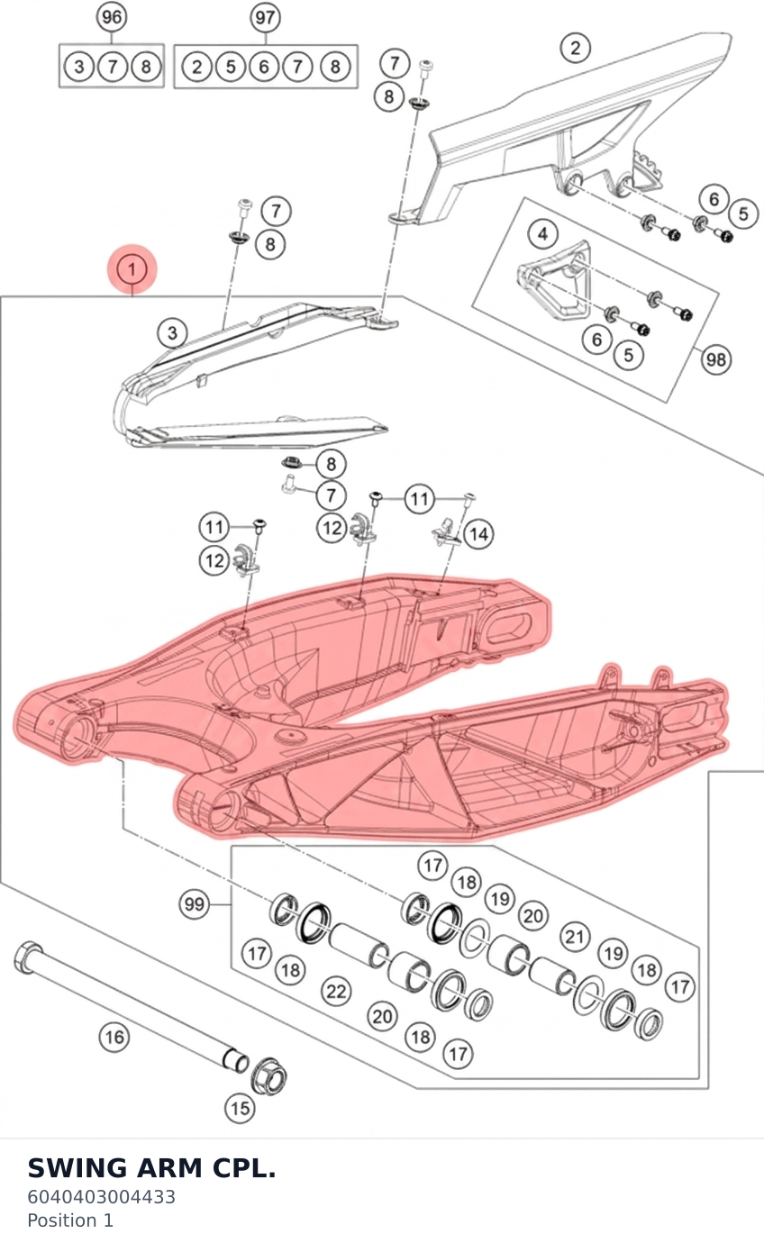 Diagram preview: SWING ARM CPL. (6040403004433)