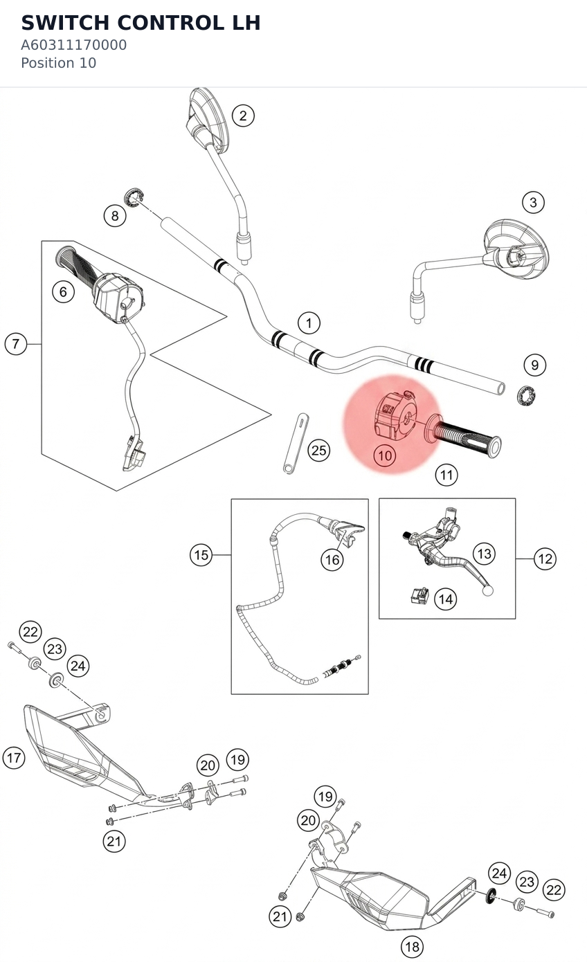 Diagram preview: SWITCH CONTROL LH (A60311170000)