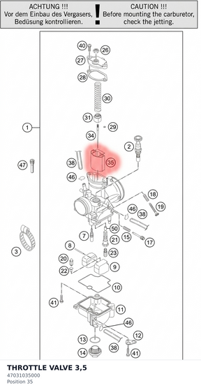 Diagram preview: THROTTLE VALVE 3,5 (47031035000)