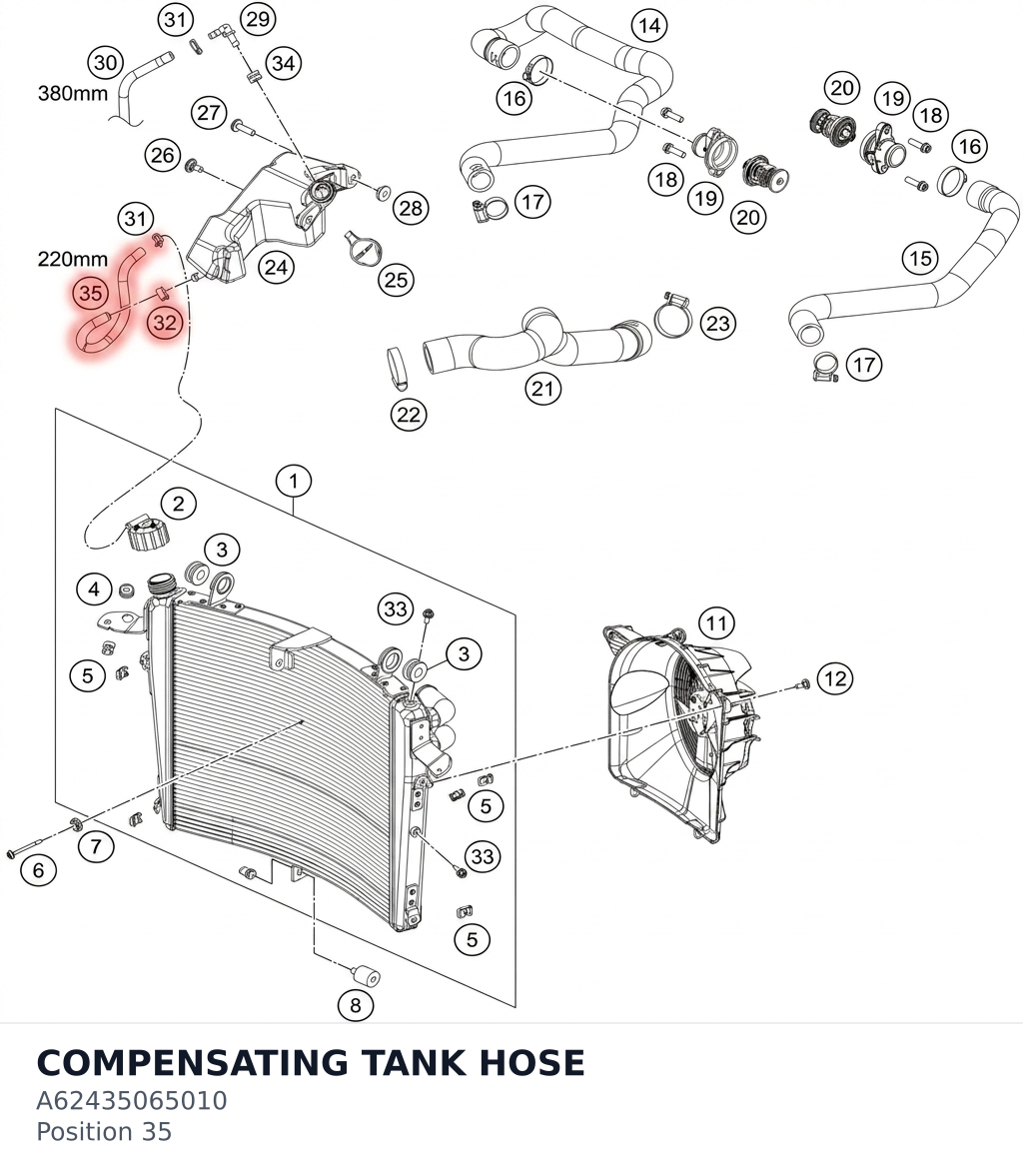 Diagram preview: COMPENSATING TANK HOSE (A62435065010)
