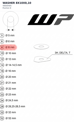 Diagram preview: WASHER 8X10X0,10 (48600485)
