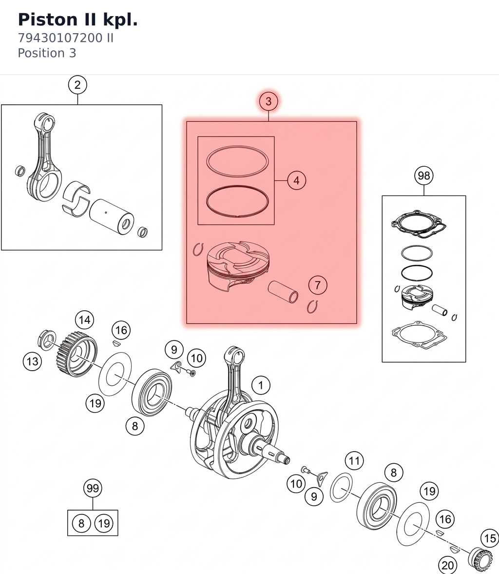 Diagram preview: Piston II kpl. (79430107200 II)