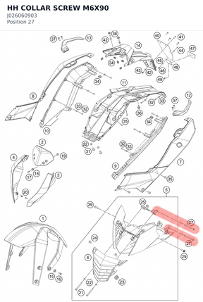 Diagram preview: HH COLLAR SCREW M6X90 (J026060903)