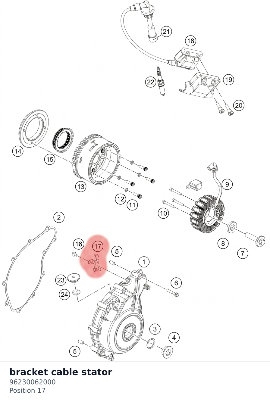 Diagram preview: bracket cable stator (96230062000)