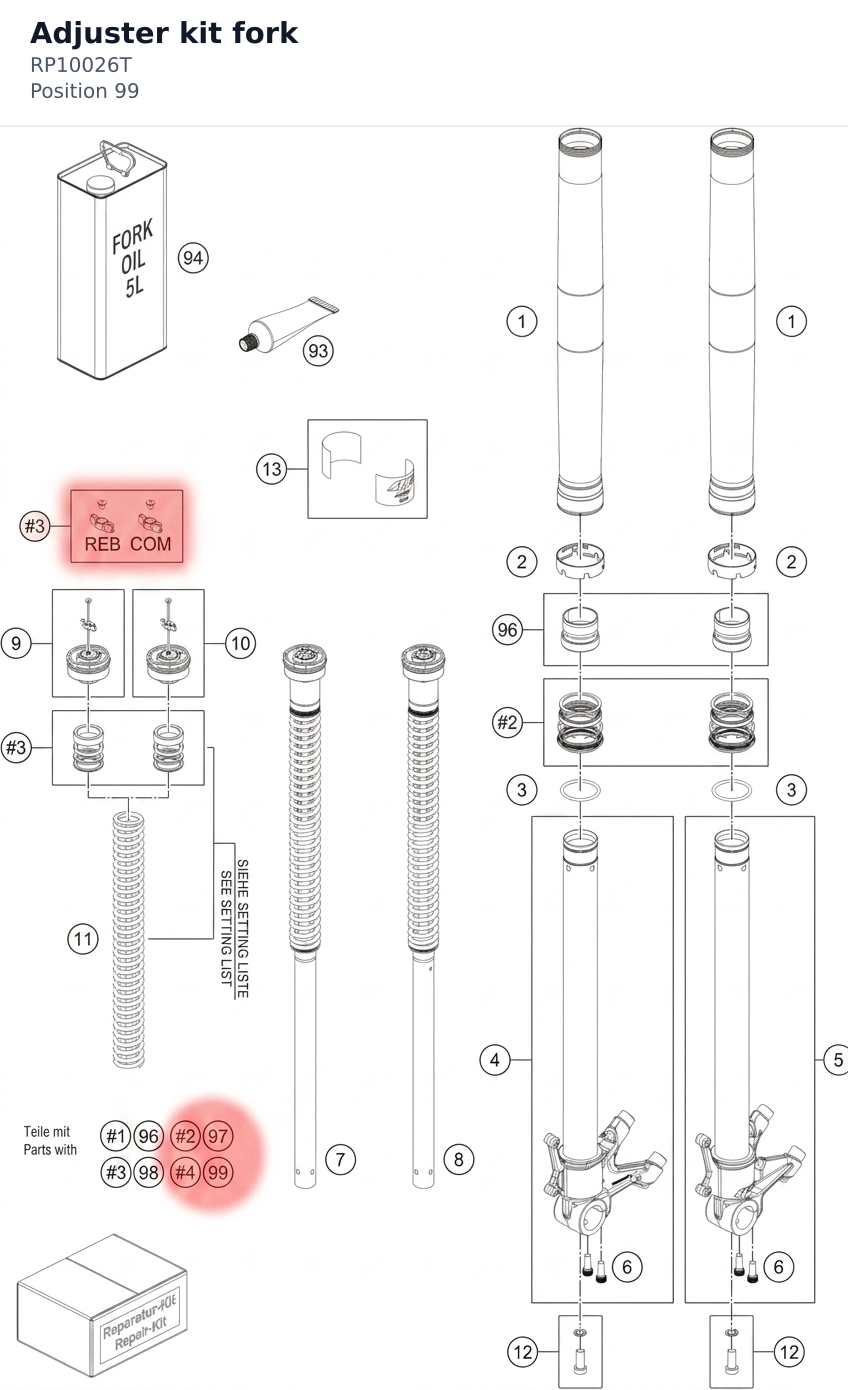 Diagram preview: Adjuster kit fork (RP10026T)