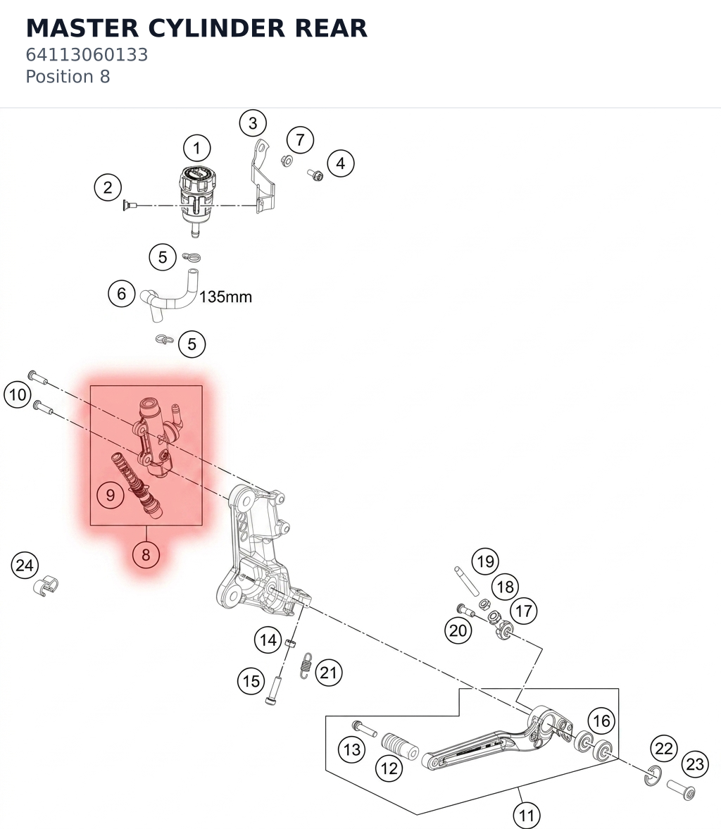 Diagram preview: MASTER CYLINDER REAR (64113060133)
