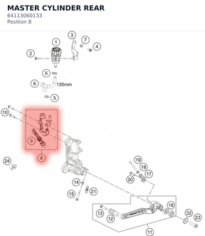 Diagram preview: MASTER CYLINDER REAR (64113060133)