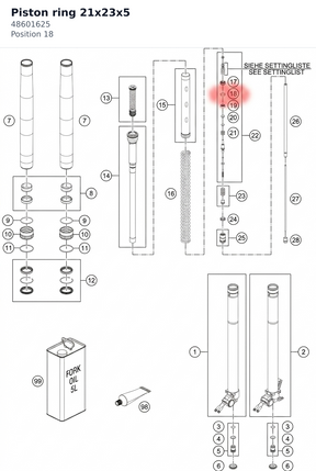 Diagram preview: Piston ring 21x23x5 (48601625)