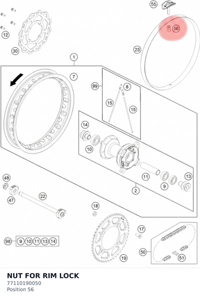 Diagram preview: NUT FOR RIM LOCK (77110190050)