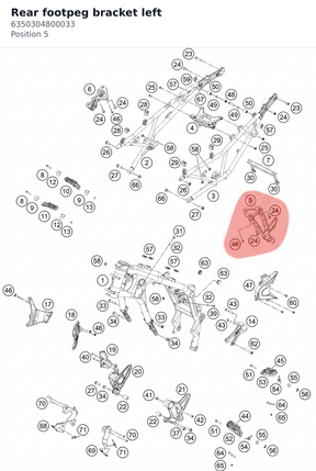 Diagram preview: Rear footpeg bracket left (6350304800033)
