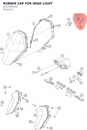 Diagram preview: RUBBER CAP FOR HEAD LIGHT (61314001050)