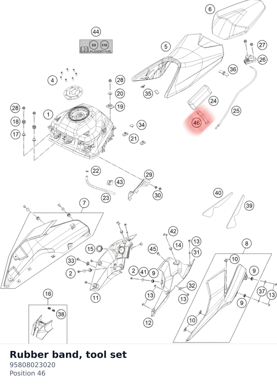 Diagram preview: Rubber band, tool set (95808023020)