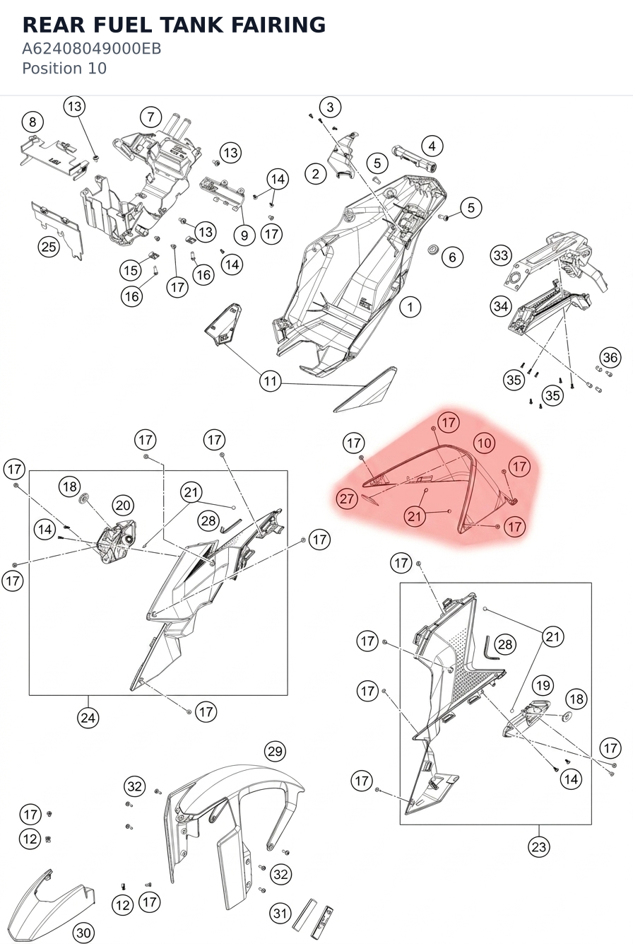 Diagram preview: REAR FUEL TANK FAIRING (A62408049000EB)