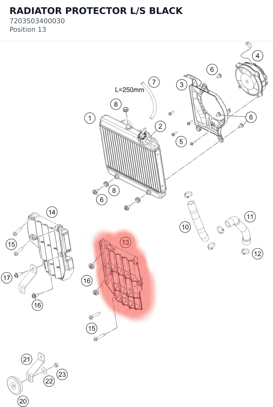 Diagram preview: RADIATOR PROTECTOR  L/S  BLACK (7203503400030)