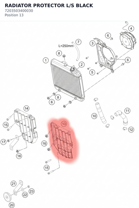 Diagram preview: RADIATOR PROTECTOR  L/S  BLACK (7203503400030)