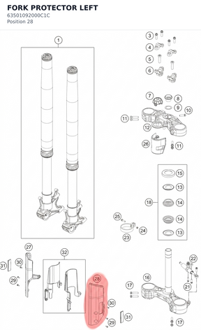 Diagram preview: FORK PROTECTOR LEFT (63501092000C1C)