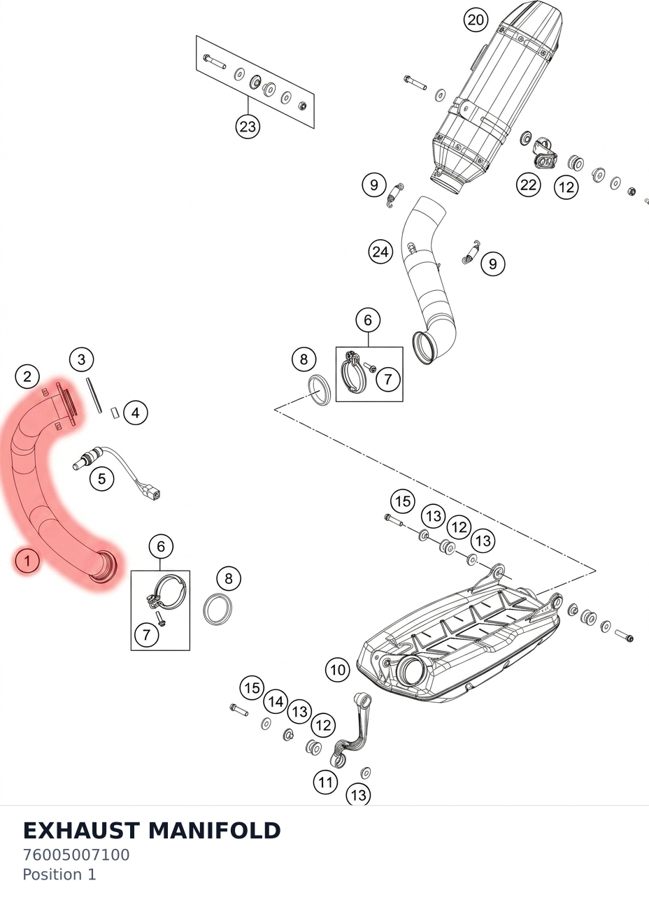 Diagram preview: EXHAUST MANIFOLD (76005007100)