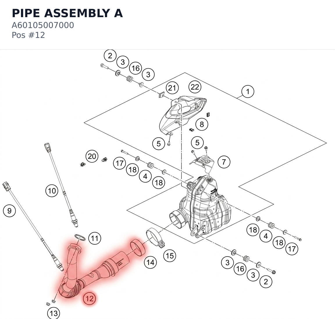 Diagram preview: PIPE ASSEMBLY A (A60105007000)
