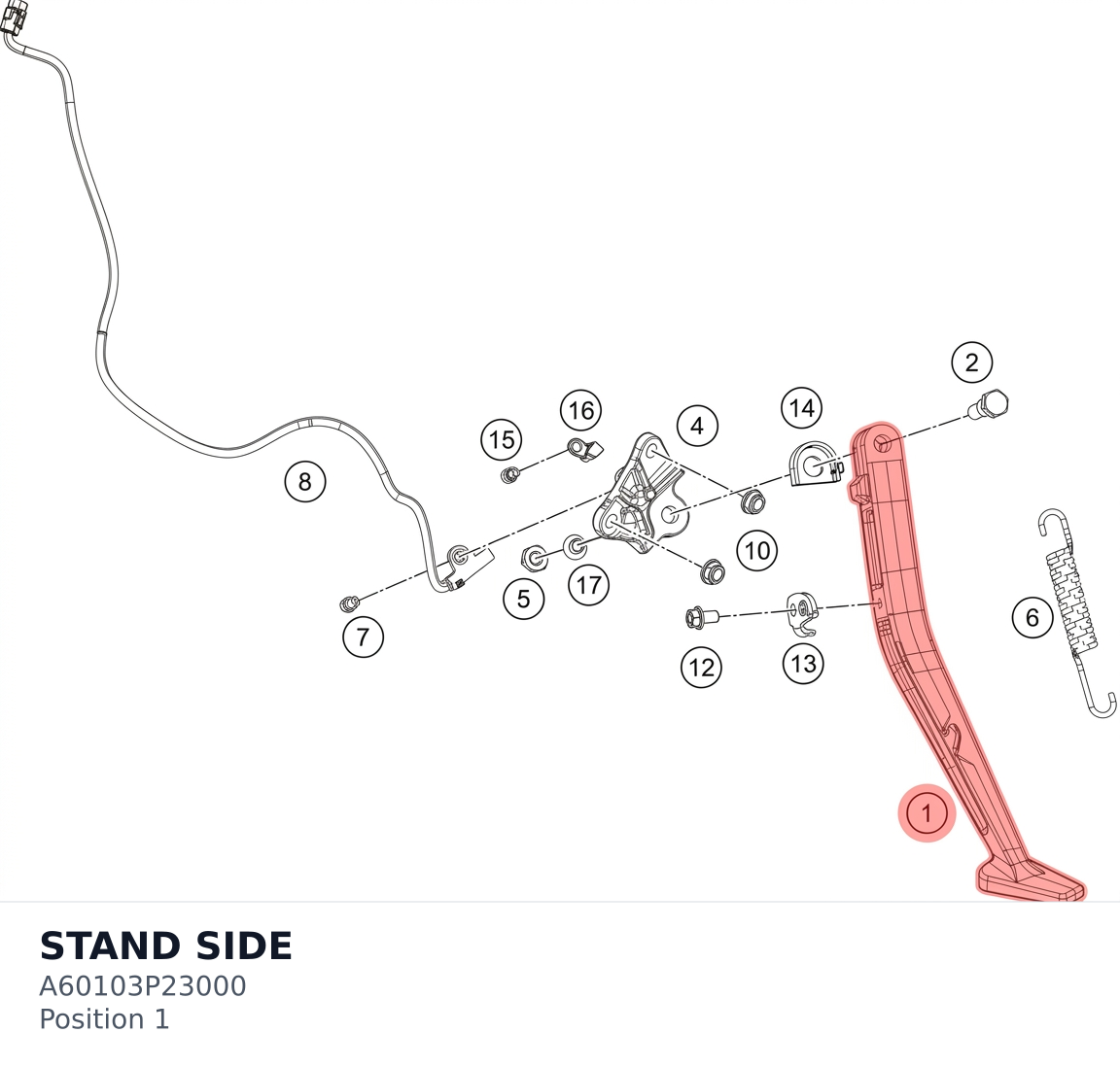 Diagram preview: STAND SIDE (A60103P23000)
