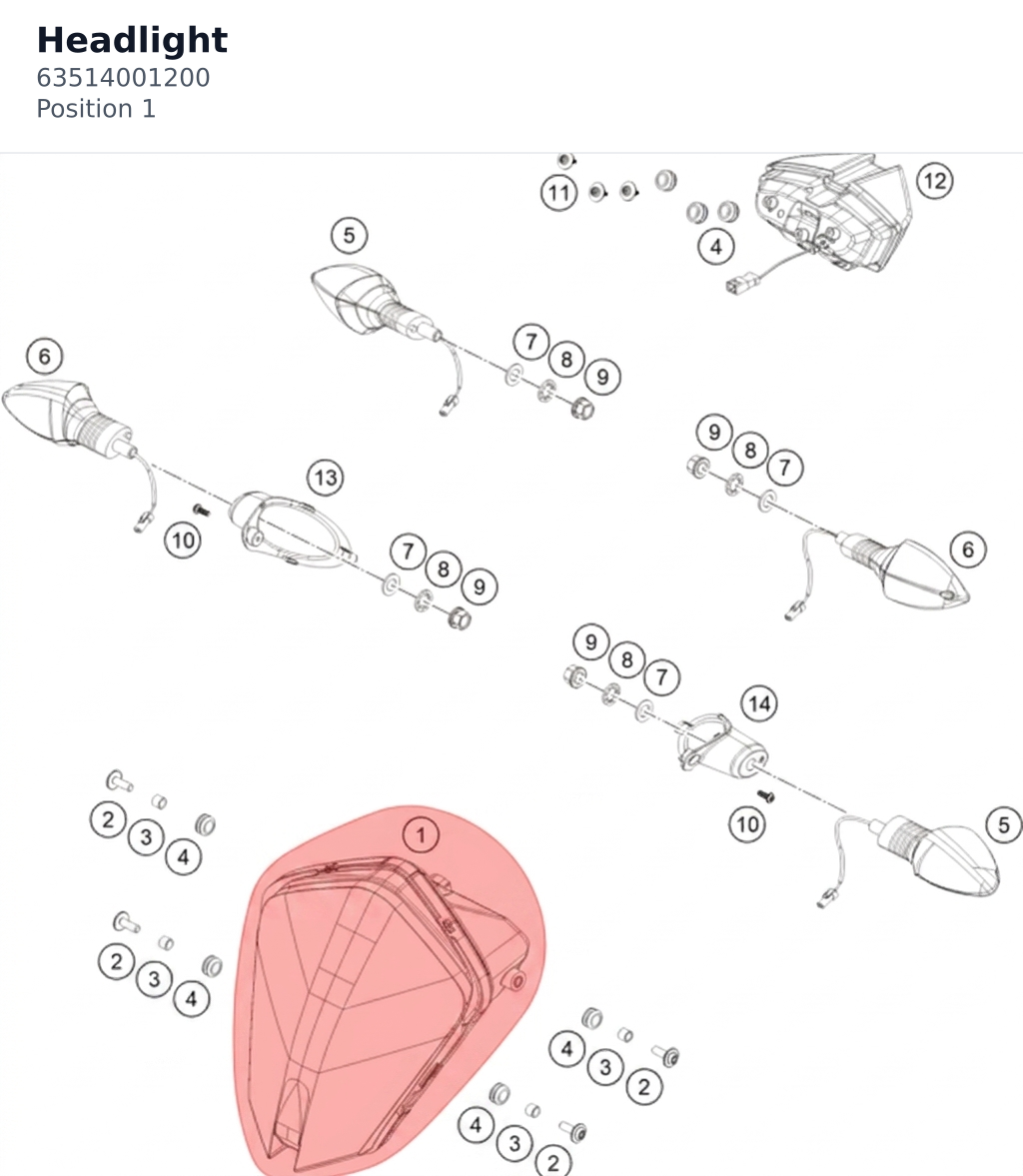Diagram preview: Headlight (63514001200)