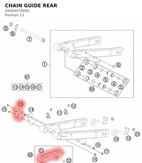 Diagram preview: CHAIN GUIDE REAR (45004070000)