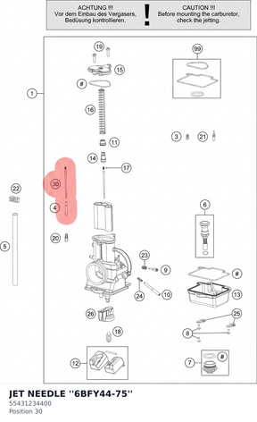 Diagram preview: JET NEEDLE ''6BFY44-75'' (55431234400)